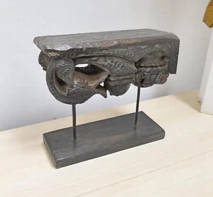 Ancien en Bois Paon Forme Sculpture Bloc sur Support Original Ancien Fin Main - Photo 1 sur 7