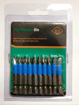 10pcs Anti Slip Electric Hex Shank Magnetic 50mm PH2 Cross Head Screwdriver Bits - Image 1 of 4