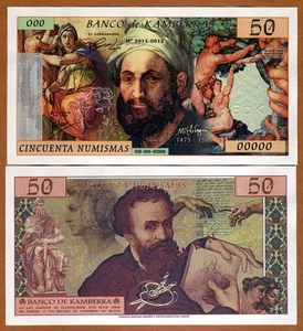 SPECIMEN Kamberra, 50 Numismas, 2015, Limited Issue UNC Michelangelo - Picture 1 of 1