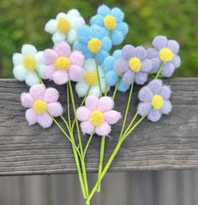 Set 4 pezzi 11 pollici pasquale pom pom fiori spray primavera pasqua raccogli steli - Foto 1 di 9
