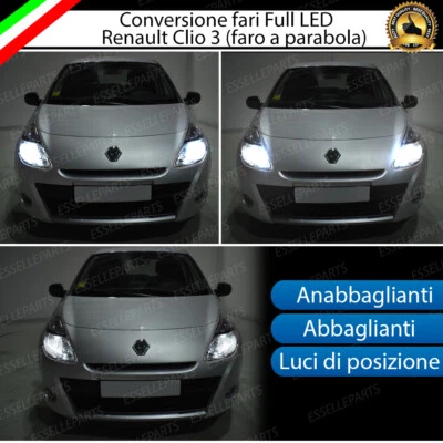 KIT FARI FULL LED RENAULT CLIO 3 PARABOLA ANABBAGLIANTI ABBAGLIANTI POSIZIONE - Immagine 1 di 4