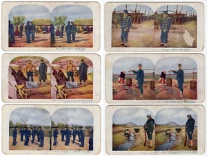 Giappone 1905 set di 6x carte stereoview Ingersoll guerra russo-giapponese esercito militare - Foto 1 di 13