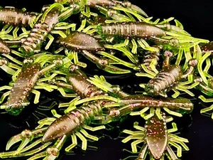 (16) 2" MINI CRAW "Candy Green" Crappie Panfish Jig Crawfish Lure Soft Plastic - Picture 1 of 3