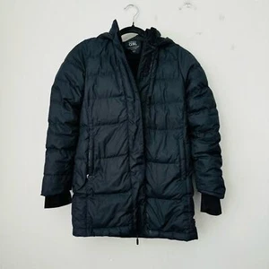 Athleta Girl black down puffer zip up jacket 90% goose down size XL - Picture 1 of 7