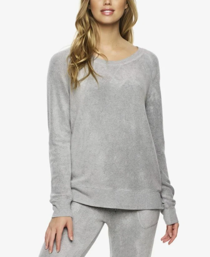 Top de salón Felina para mujer talla L Luna de felpa cepillada cuello redondo gris jaspeado Foto 1 de 4