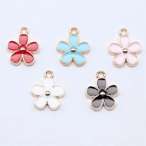 60 pcs KC Gold Color Alloy Enamel Flower Charms 15x13MM DIY Jewelry Making - Picture 1 of 12