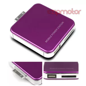 2200MAH EXTERNES LILA AKKU NETZWERK LADEGERÄT USB IPHONE 4S 4 3GS IPOD CLASSIC - Bild 1 von 1