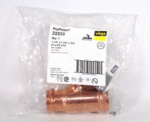 Viega 22233 ProPress 1-1/2" x 1-1/4" x 3/4" Kupfer T-Stück - Bild 1 von 3