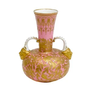 Royal Crown Derby Hand Painted Porcelain 6 inch Vase Pink circa 1890 - Picture 1 of 7