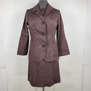 Vintage 1960er Carol Brent braun Piqué gerades Bleistiftkleid mit Jacke Damen 16 - Bild 1 von 10