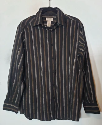 Concepts by Clairborne Black Striped casual dress shirt size M - Image 1 of 3