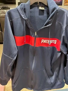 New England Patriots Navy Blue NFL Apparel Hooded Sweatshirt Full Zip XXL 2XL - Picture 1 of 8