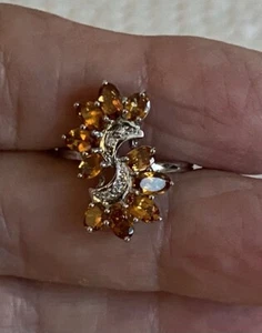 JTV Semi Precious Gems Sterling Ring-Designer BBJ 925-Citrine Stones-Sz 6.25 - Picture 1 of 18