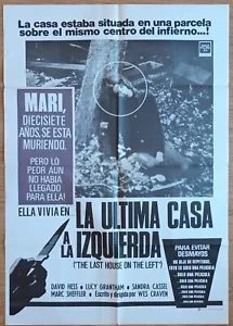 The Last House on Left ORIGINAL Spanish '79 POSTER Wes Craven Iconic Slasher - Foto 1 di 2