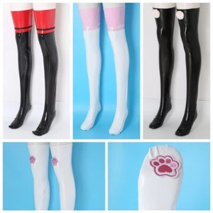 Women Long Socks Warm Tights Punk Pantyhose PVC Trousers Latex Costume Leg PU - Picture 1 of 60