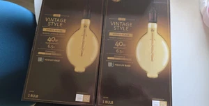 2 PACK GE Light Vintage Style LED BT56 Light Bulb 40 Watt Amber Glass Med Base - Picture 1 of 6