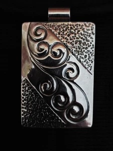925 Genuine Silver Rectan Emboss Pendant Earrings Necklace Silk Black Gems 17" - Picture 1 of 11