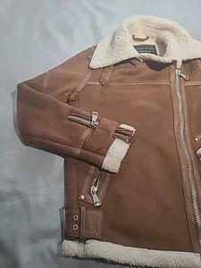 Bagatelle Womens Suede Jacket US XS Brown Biker Motorcycle Jacket Sherpa Lined - Picture 1 of 12