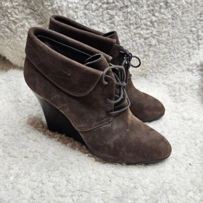 Tod's Dark Brown Leather Laceup Wedge Ankle Booties sz 39.5 - Image 1 of 4