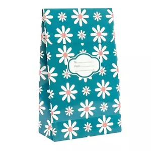 Peel & Seal Gift Bag Blue Daisy Flower 12pk Large No-Wrap Present - Picture 1 of 5