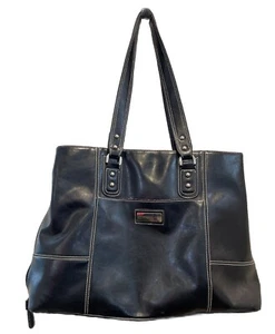 Franklin Covey Laptop Briefcase Black Leather Bag/ attached Pouch - Picture 1 of 13