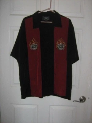 Camisa Cromo Águila Bordada Calavera Motor Llamas Moto Talla XL Foto 1 de 4