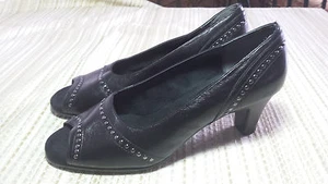 Aerosoles Wildwood Women US 11 Black Peep Toe Heels - Picture 1 of 6