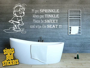 Bathroom wall sticker decal if you sprinkle when you tinkle quote funny art - Picture 1 of 1