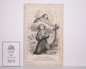 Antique Paper Lace Holy Card - Spiritual Shipwreck - L. Turgis Ed., France - Imagen 1 de 2