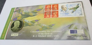 1995 Royal Mint RJ Mitchell Spitfire Stamp Cover Commemorative Coin - Picture 1 of 3