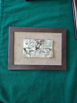 Quadro Cavalli In Cornice ( LAPIA ) Altorilievo Argento 24x18cm. - Immagine 1 di 4
