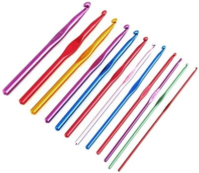 12pcs Multi colour Aluminum Crochet Hooks Yarn Knitting Needles Set Kit - Image 1 of 4