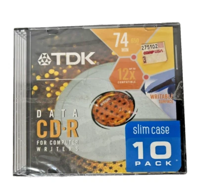 NEW TDK CD-R 10 Pack 650 MB 12X Data Discs - Sealed - Image 1 of 3