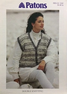 Patons Damen Streifenmuster Weste DK STRICKMUSTER 5202 -30-40" - Bild 1 von 2