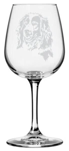 Welsh Springer Spaniel Dog Themed Etched All Purpose 12.75oz Wine Glass - Picture 1 of 1