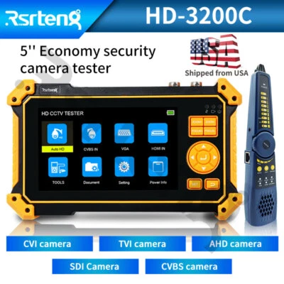 Rsrteng 5inch HD-3200C CCTV Camera Tester Monitor CVBS AHD CVI TVI SDI VGA Input