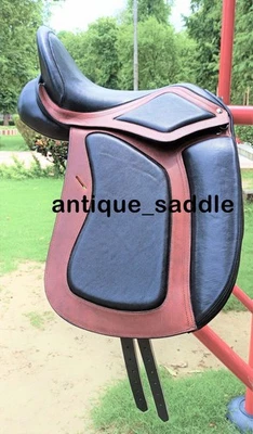 New Leather Dressage Mono Flap Horse Saddle, Changeable Gullets Saddle 17" - 18" - Image 1 of 4