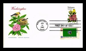 DR JIM STAMPS US COVER WASHINGTON STATE BIRD FLOWER FDC COMBO HF CACHET - Picture 1 of 2