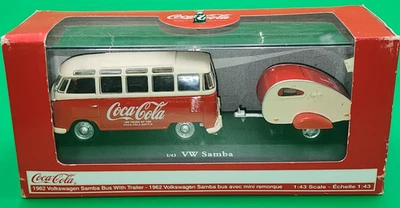 MOTOR CITY CLASSICS COCA COLA 1962 VOLKSWAGEN SAMBA BUS W/ TRAILER 1/43 MIB @ - Image 1 of 4