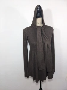 Neu ohne Etikett Rebecca Taylor Damenpullover Seide Kaschmir geknöpft Kapuze braun Größe S - Bild 1 von 14