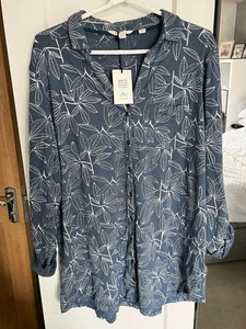 White Stuff Blouse Top Womens UK 10 Blue Floral Shirt Long Sleeve Viscose EU38 - Picture 1 of 12