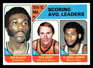 1975-76 Topps #1 Kareem Abdul-Jabbar/Bob Mcadoo/Rick Barry League Leaders casi nuevo - Imagen 1 de 2