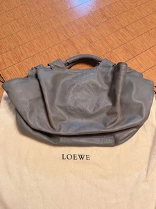 LOEWE Anagram Logos Nappa Aire Hand Bag Shoulder Gray Leather Used - Picture 1 of 10