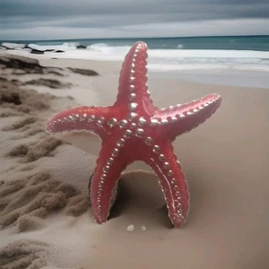 Red Enamel Starfish Slider Pendant Silver Tone Metal New - Picture 1 of 3