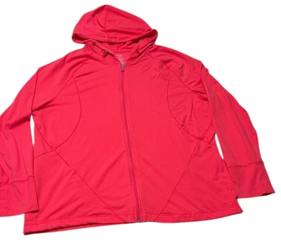 Danskin Now Talla 2X Manga Larga Atlético Ligero Cremallera Frontal Sudadera con Capucha Coral Natación Foto 1 de 4