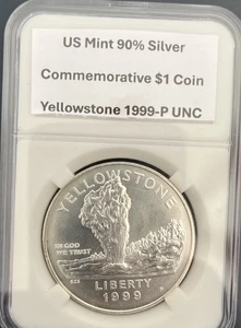 1999 P Unc Yellowstone Commemorative! 90% Silver Dollar $1 - Beautiful Coin! - Picture 1 of 7
