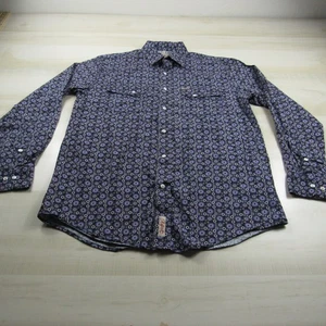 Rafter C Shirt Mens Medium Blue Red Pearl Snap Pro Flex Western Button Up Rodeo - Picture 1 of 11