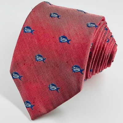 Corbata Lands End Lino Mezcla Seda Para Hombre XL Barracuda Geométrica Preppy Fisherman Foto 1 de 4