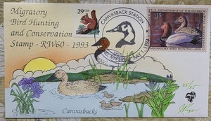 Scott # R.W. 60, Leinwand Rückseiten Enten Erstausgabetag handbemalt Pugh - Bild 1 von 2