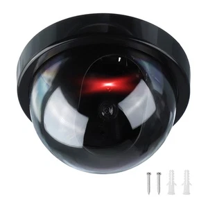 Fake Security Camera Dummy Dome Cameras with Red Light & Screw, Black - Picture 1 of 7